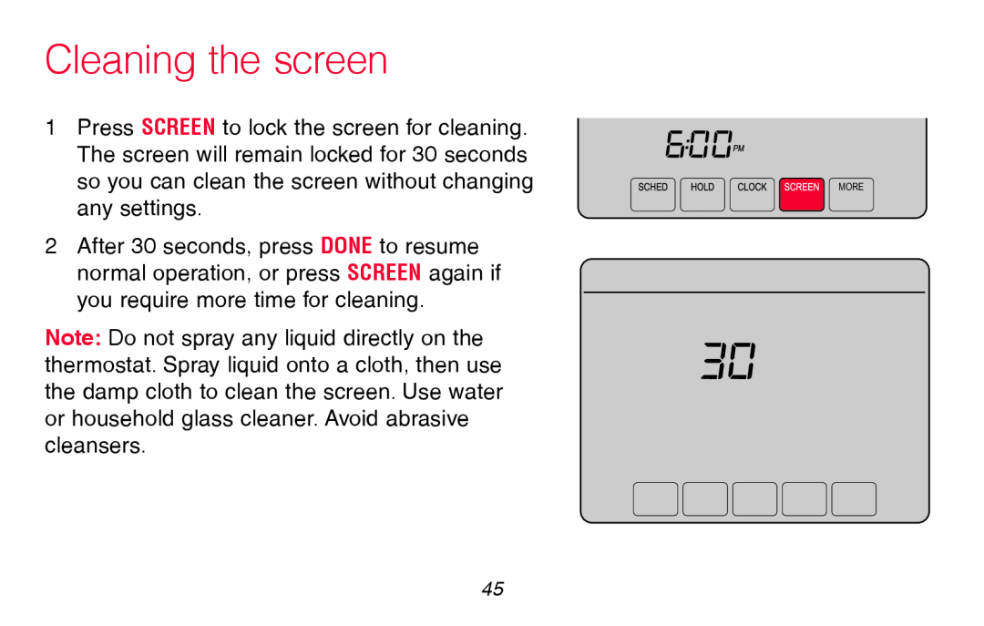Honeywell RTH8580WF manual Cleaning the screen, MCR31560 