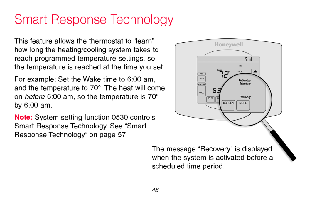 Honeywell RTH8580WF manual Smart Response Technology 