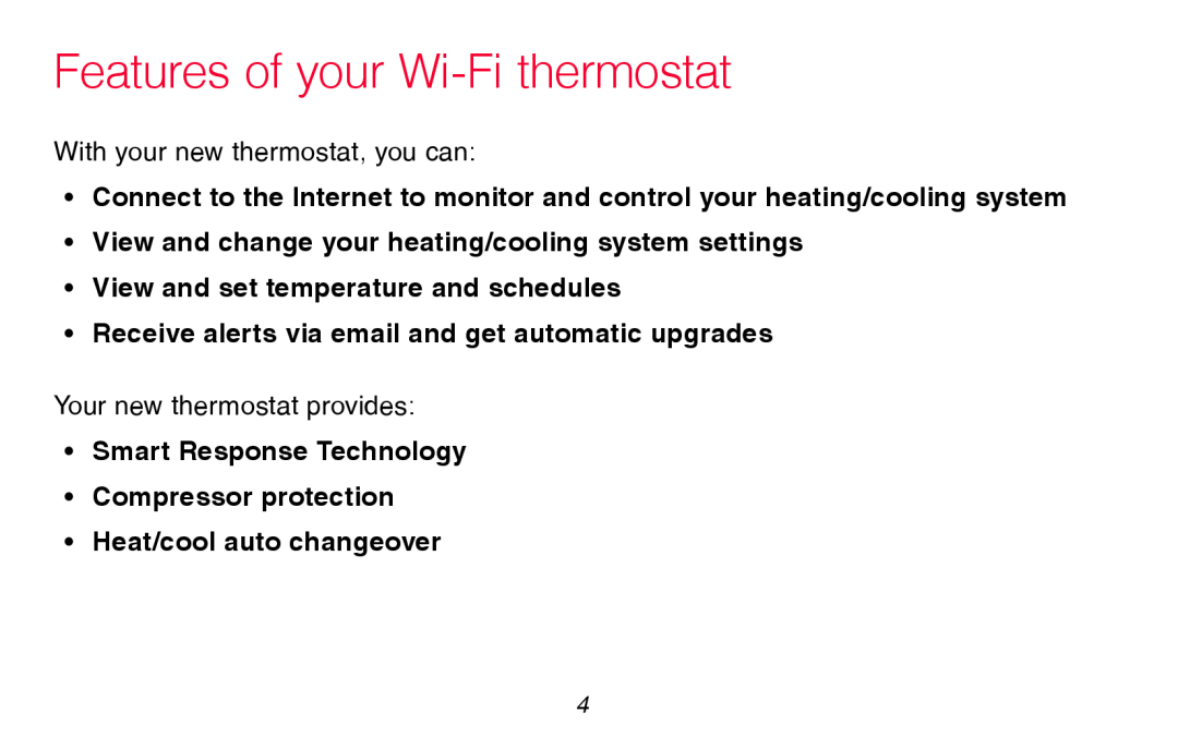 Honeywell RTH8580WF manual Features of your Wi-Fi thermostat, View and change your heating/cooling system settings 