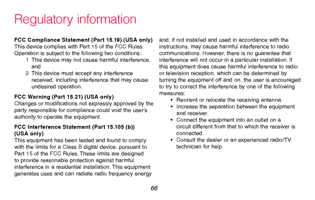 Honeywell RTH8580WF manual Regulatory information, FCC Warning Part 15.21 USA only 