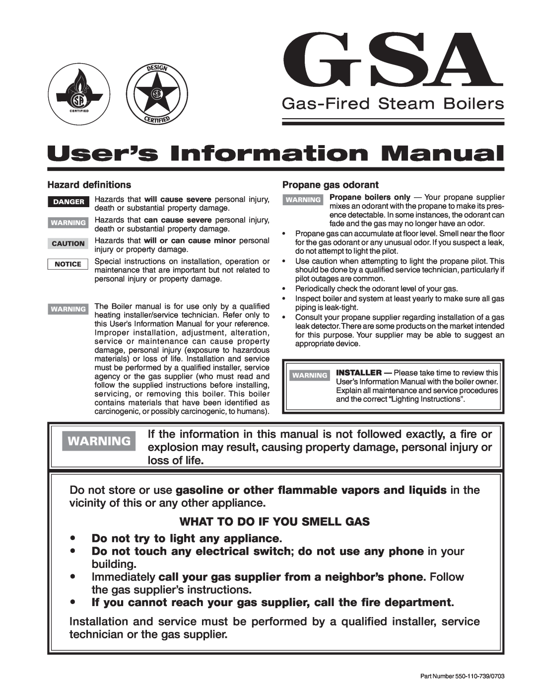 Honeywell RVGP manual G Sa, User’s Information Manual, Gas-Fired Steam Boilers 
