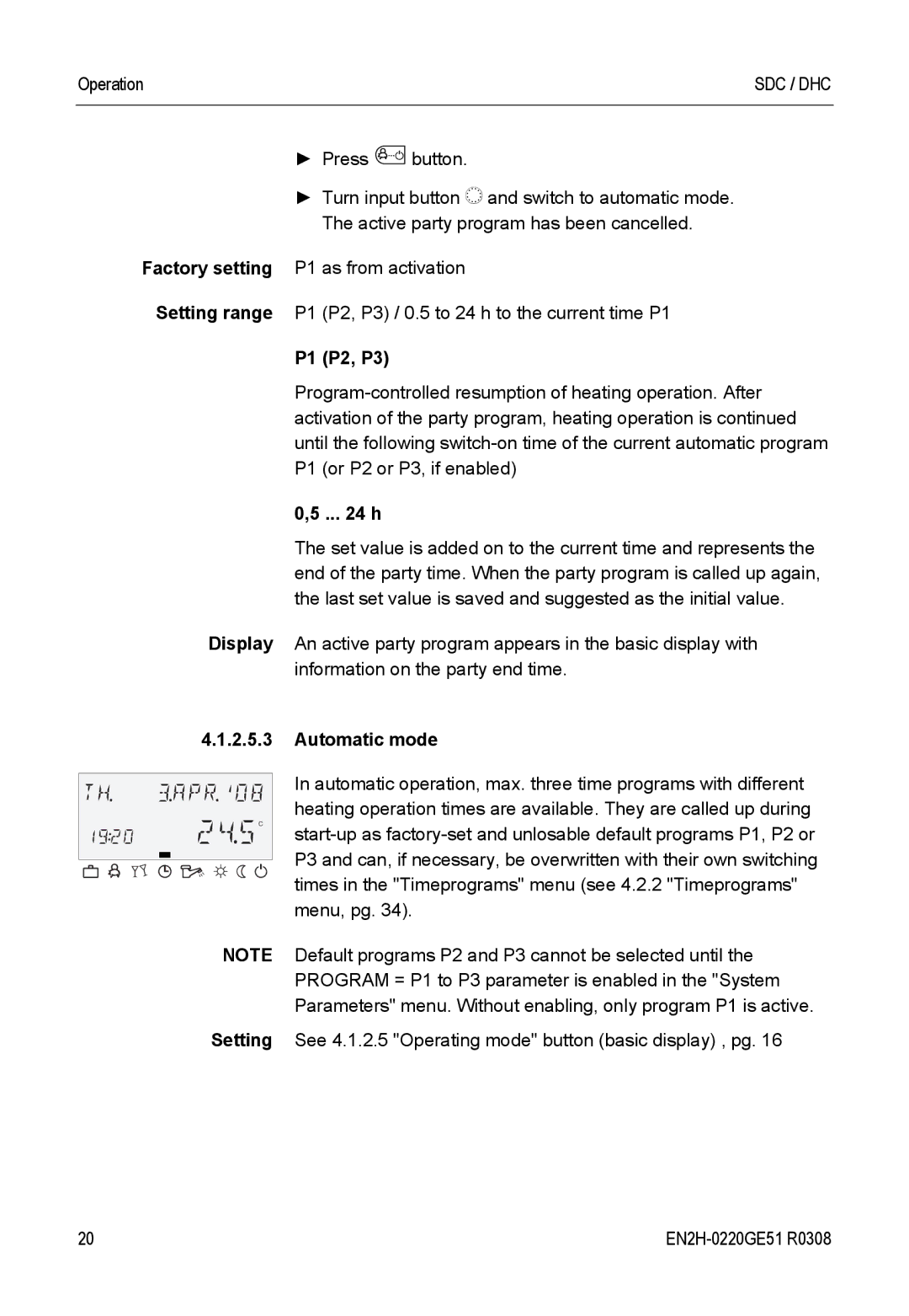 Honeywell SDC manual Automatic mode 