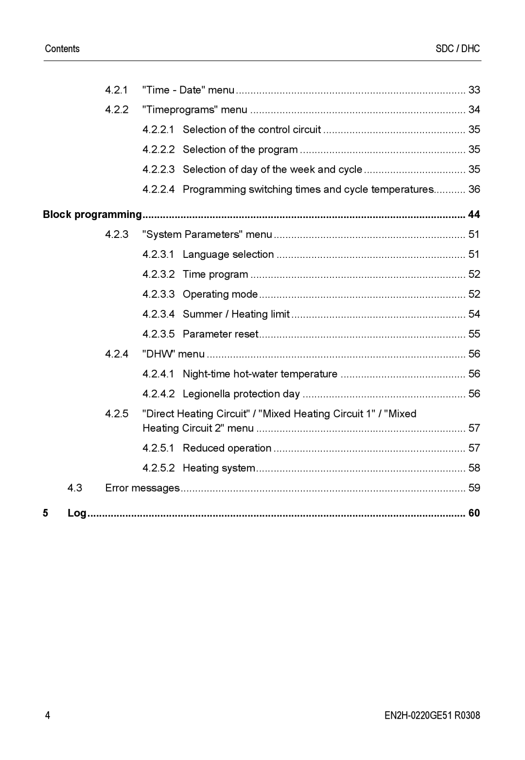 Honeywell SDC manual Contents, Log 
