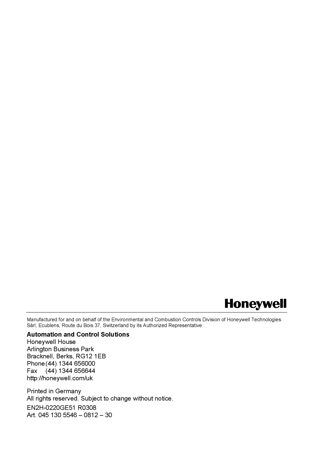 Honeywell SDC manual Automation and Control Solutions 