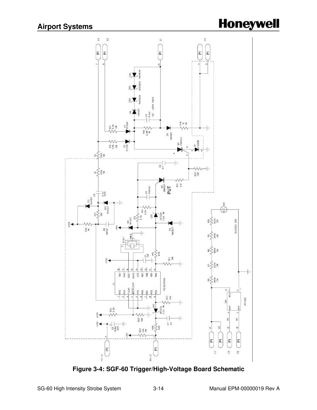 Honeywell SG-60 installation and operation guide SGF-60 Trigger/High-Voltage Board Schematic 