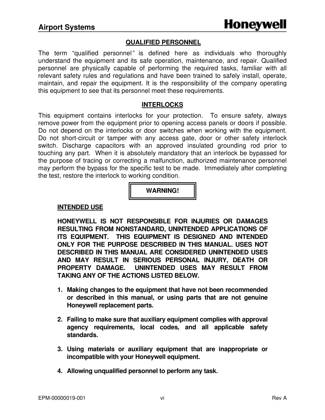 Honeywell SG-60 installation and operation guide Qualified Personnel 