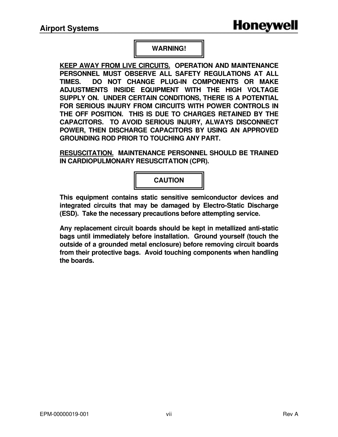 Honeywell SG-60 installation and operation guide EPM-00000019-001 Vii Rev a 