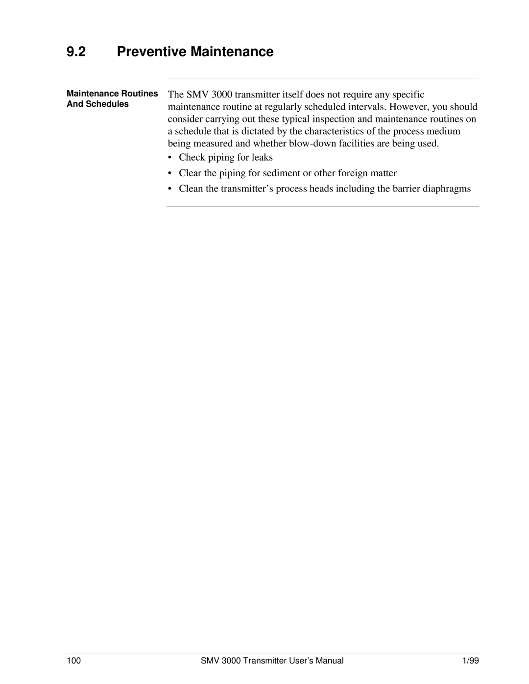 Honeywell SMV 3000 user manual Preventive Maintenance, Maintenance Routines And Schedules 