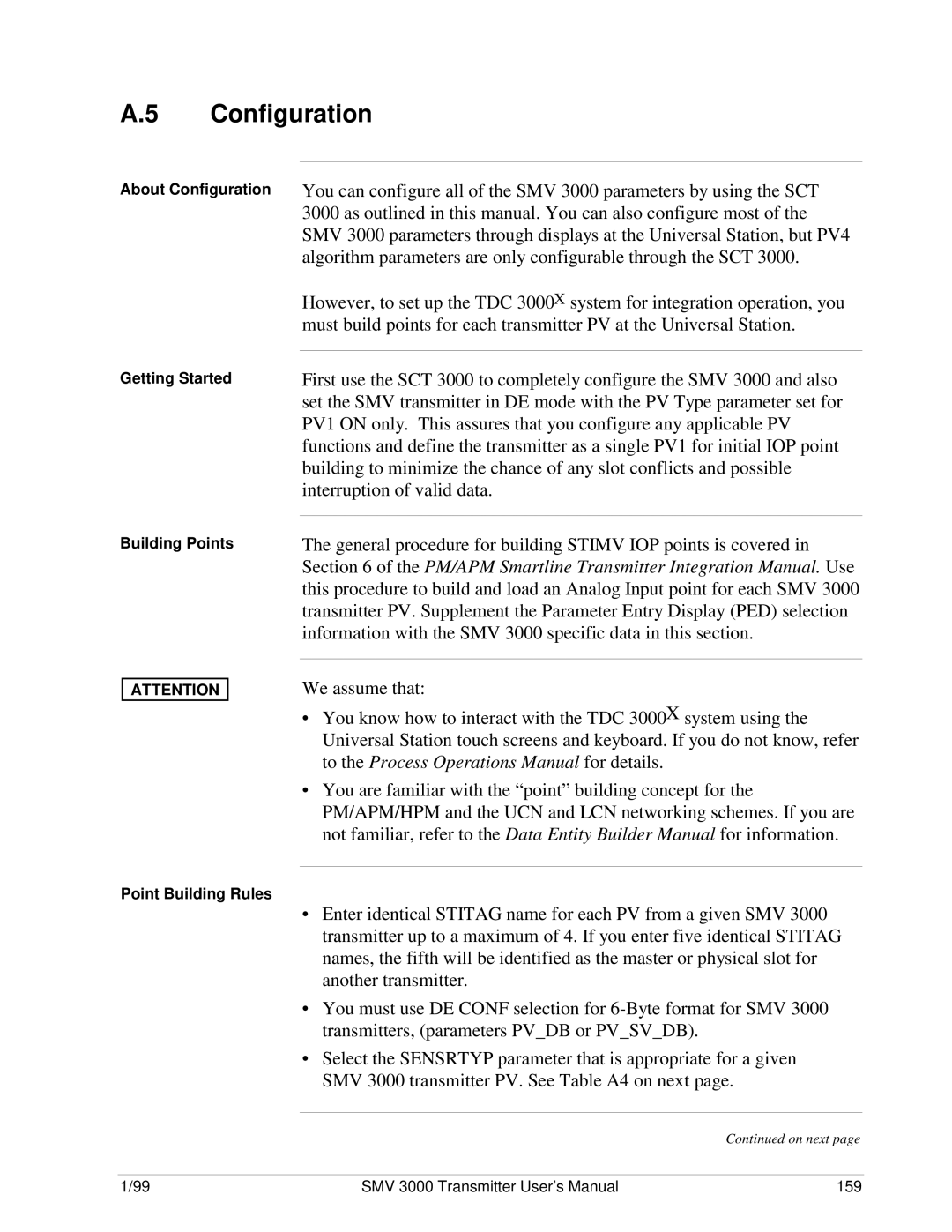 Honeywell SMV 3000 user manual About Configuration Getting Started, Building Points, Point Building Rules 