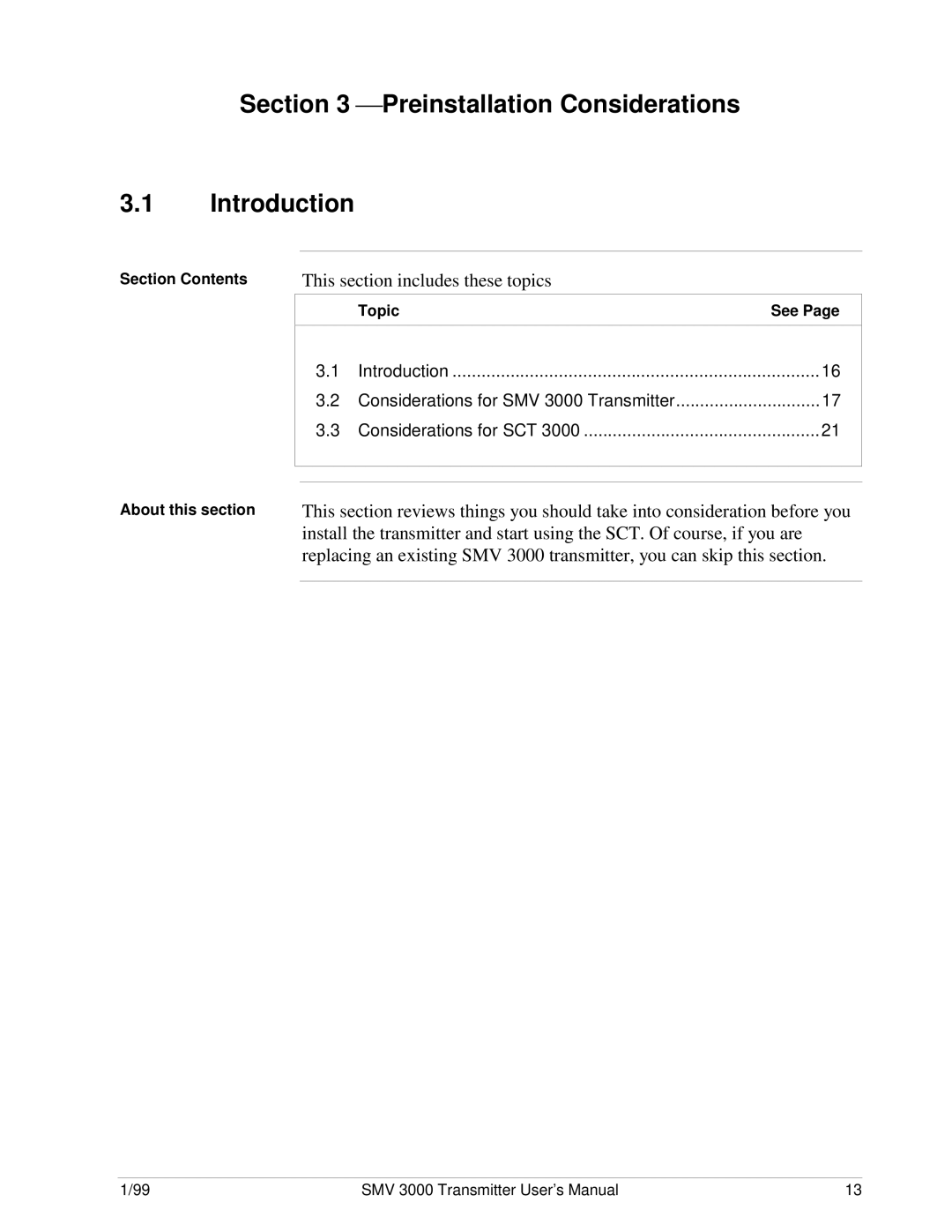 Honeywell SMV 3000 user manual  Preinstallation Considerations Introduction 