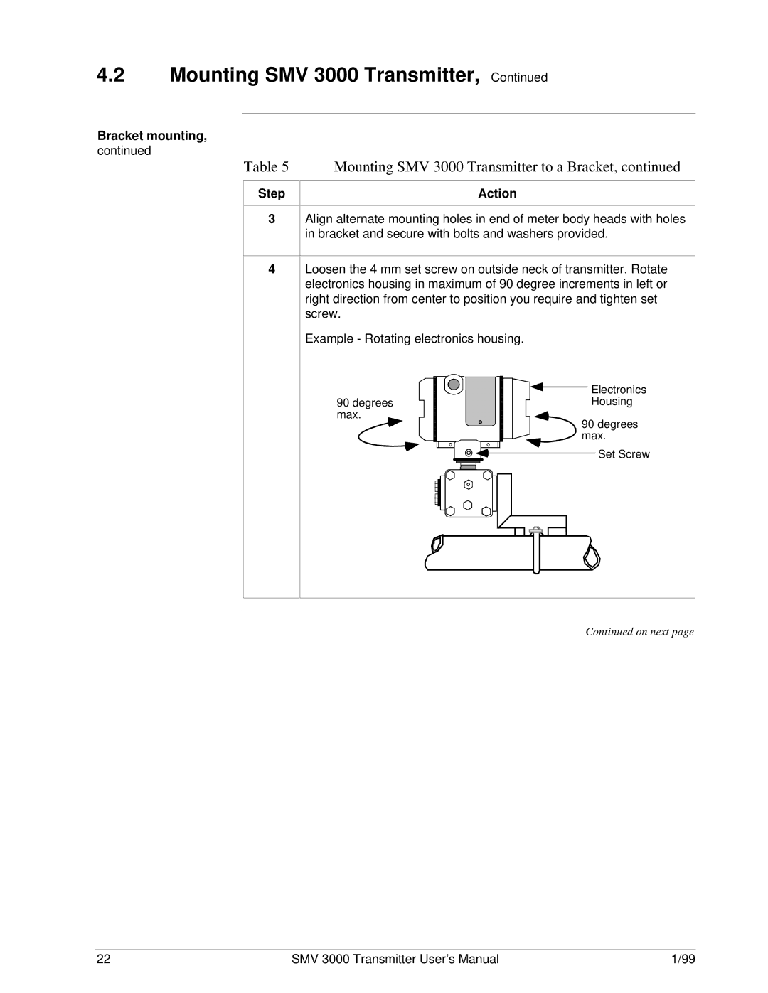 Honeywell SMV 3000 user manual Step Action 