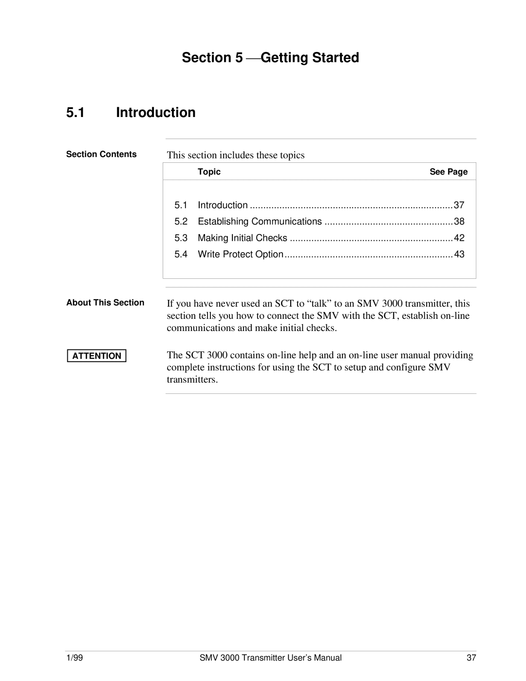 Honeywell SMV 3000 user manual  Getting Started Introduction, Section Contents About This Section 