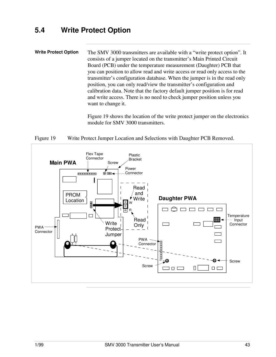 Honeywell user manual Write Protect Option, Want to change it, Module for SMV 3000 transmitters 