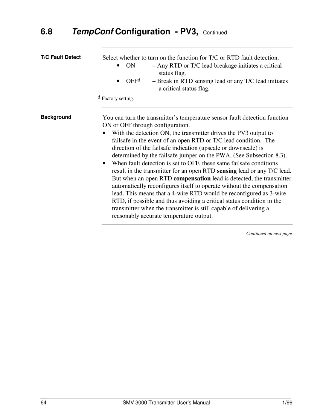 Honeywell SMV 3000 user manual Fault Detect Background 