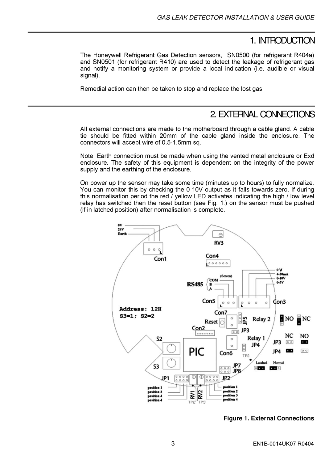 Honeywell SN0500 manual Introduction, External Connections 