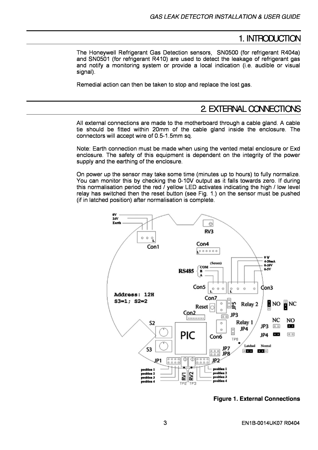 Honeywell SN0500 manual Introduction, External Connections 