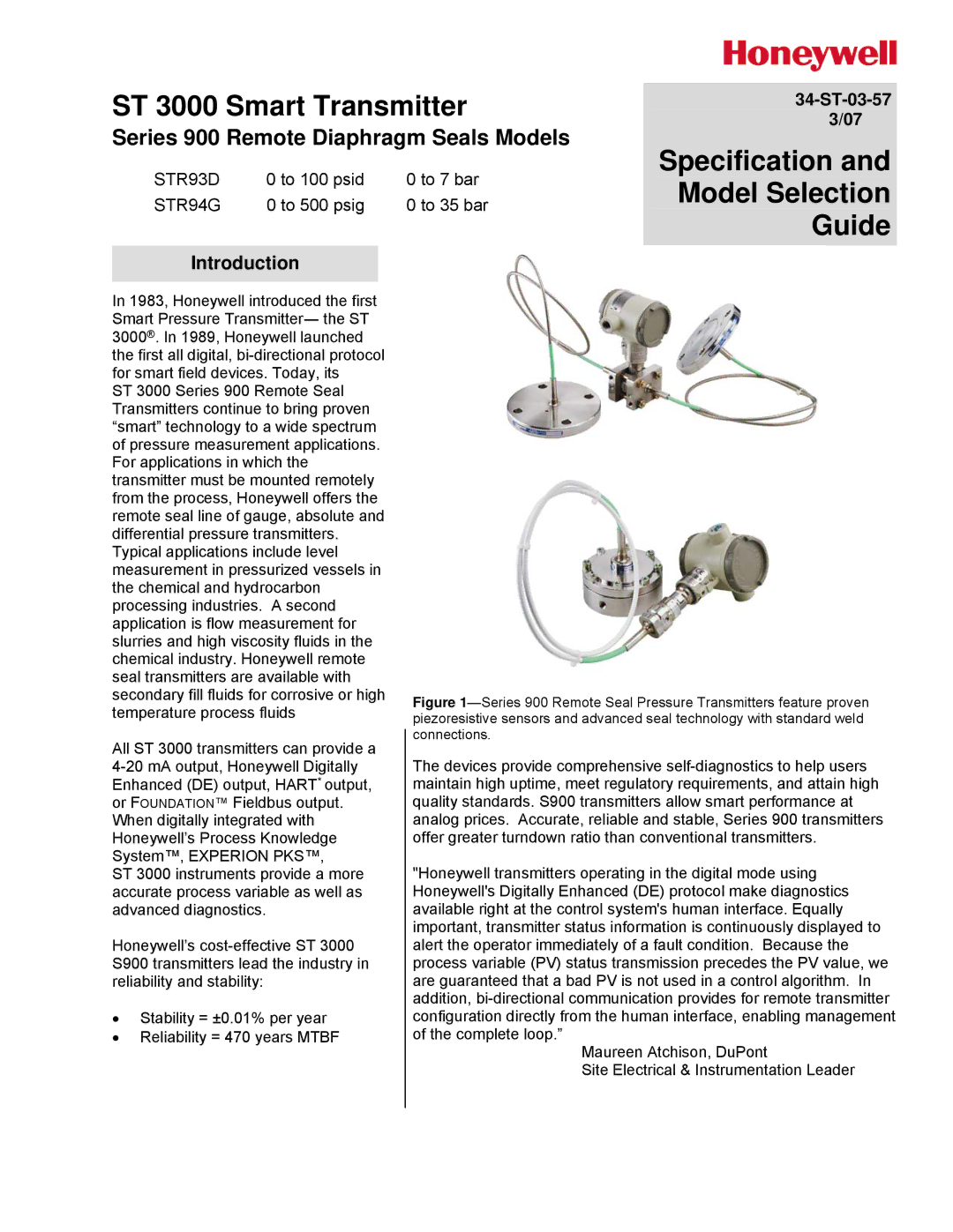 Honeywell STR94G, STR93D manual Guide, Introduction 