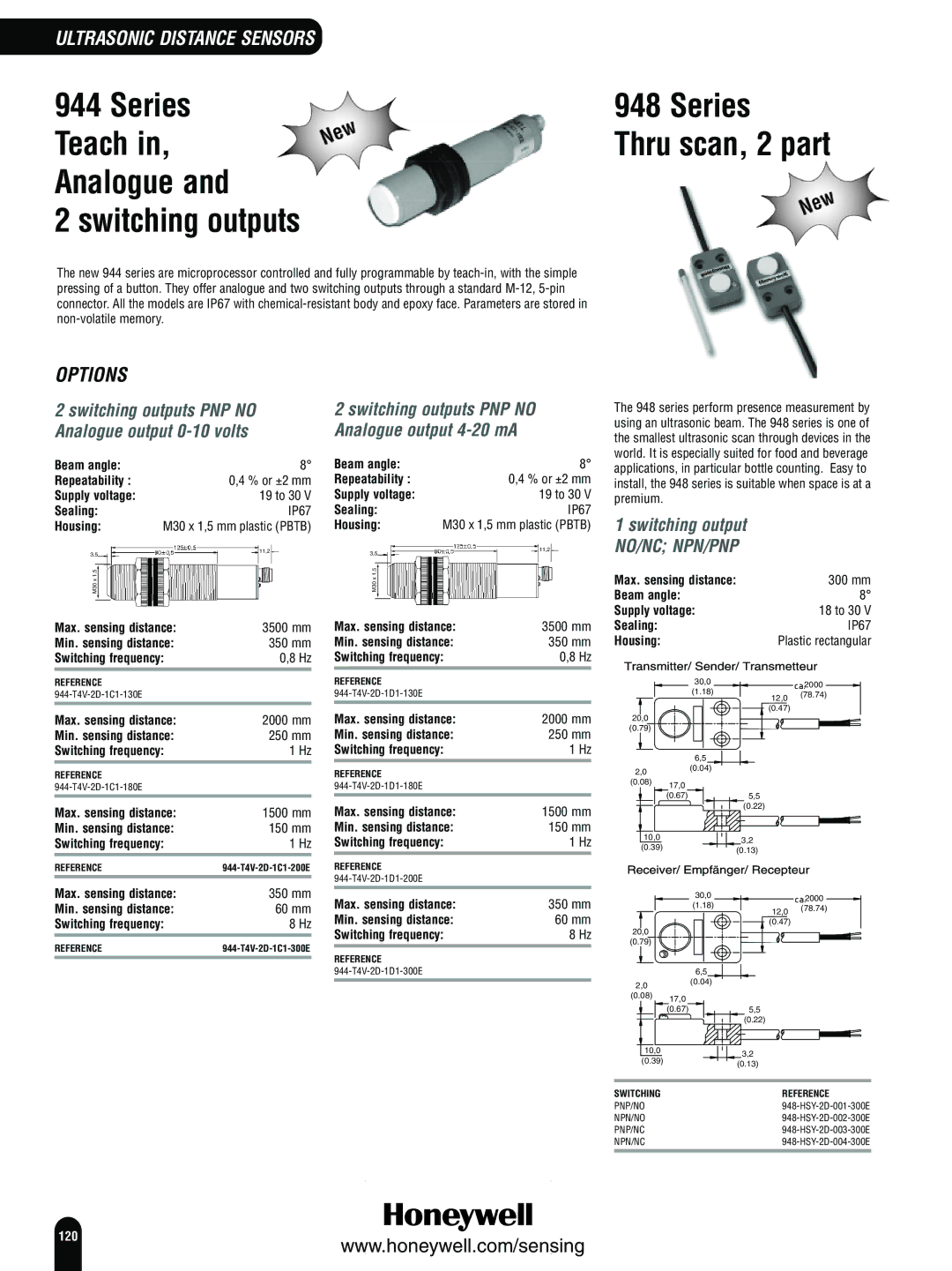 Honeywell Switches and Sensors manual Switching outputs, Series Thru scan, 2 part 