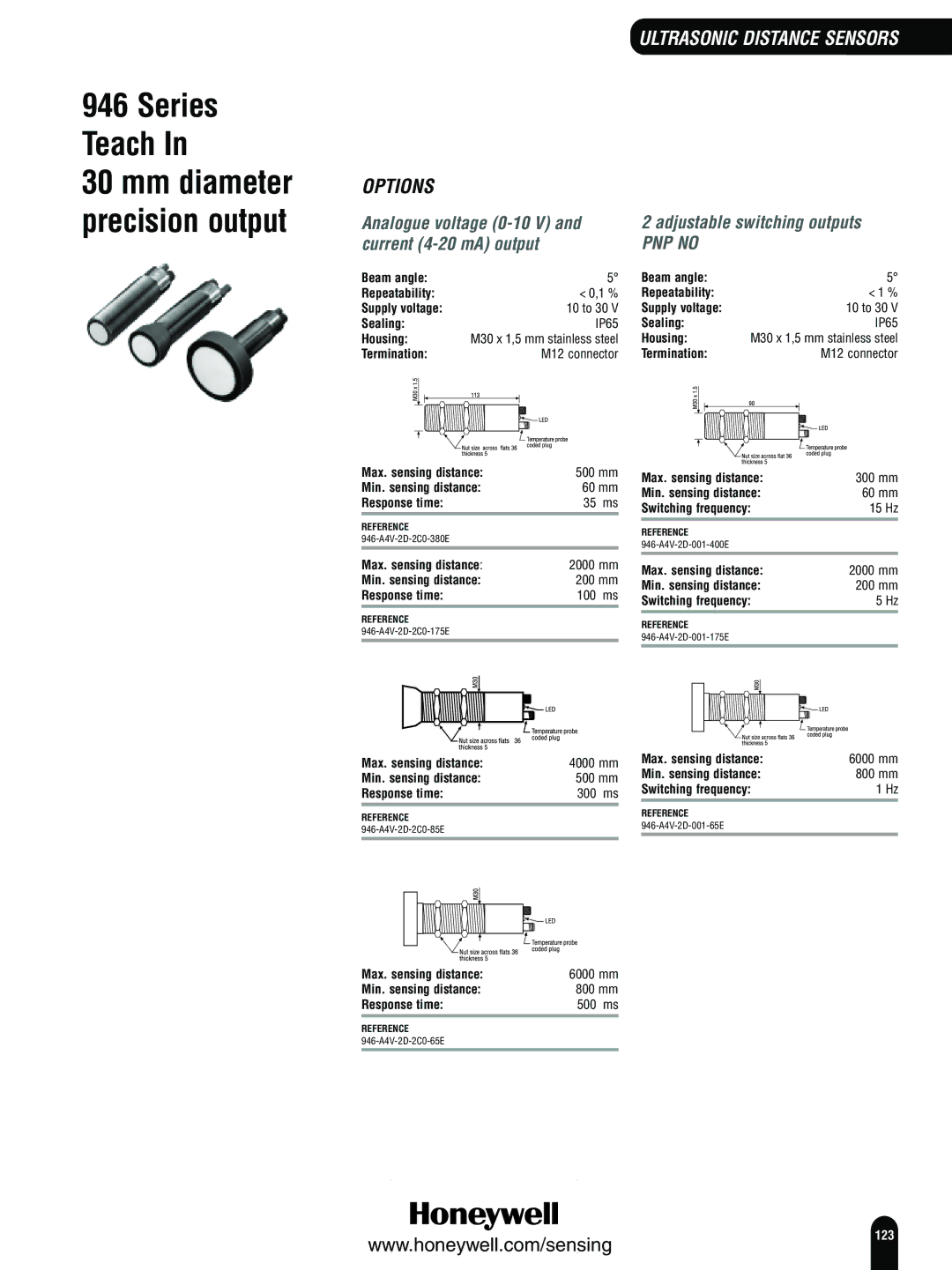 Honeywell Switches and Sensors manual Teach, Adjustable switching outputs 