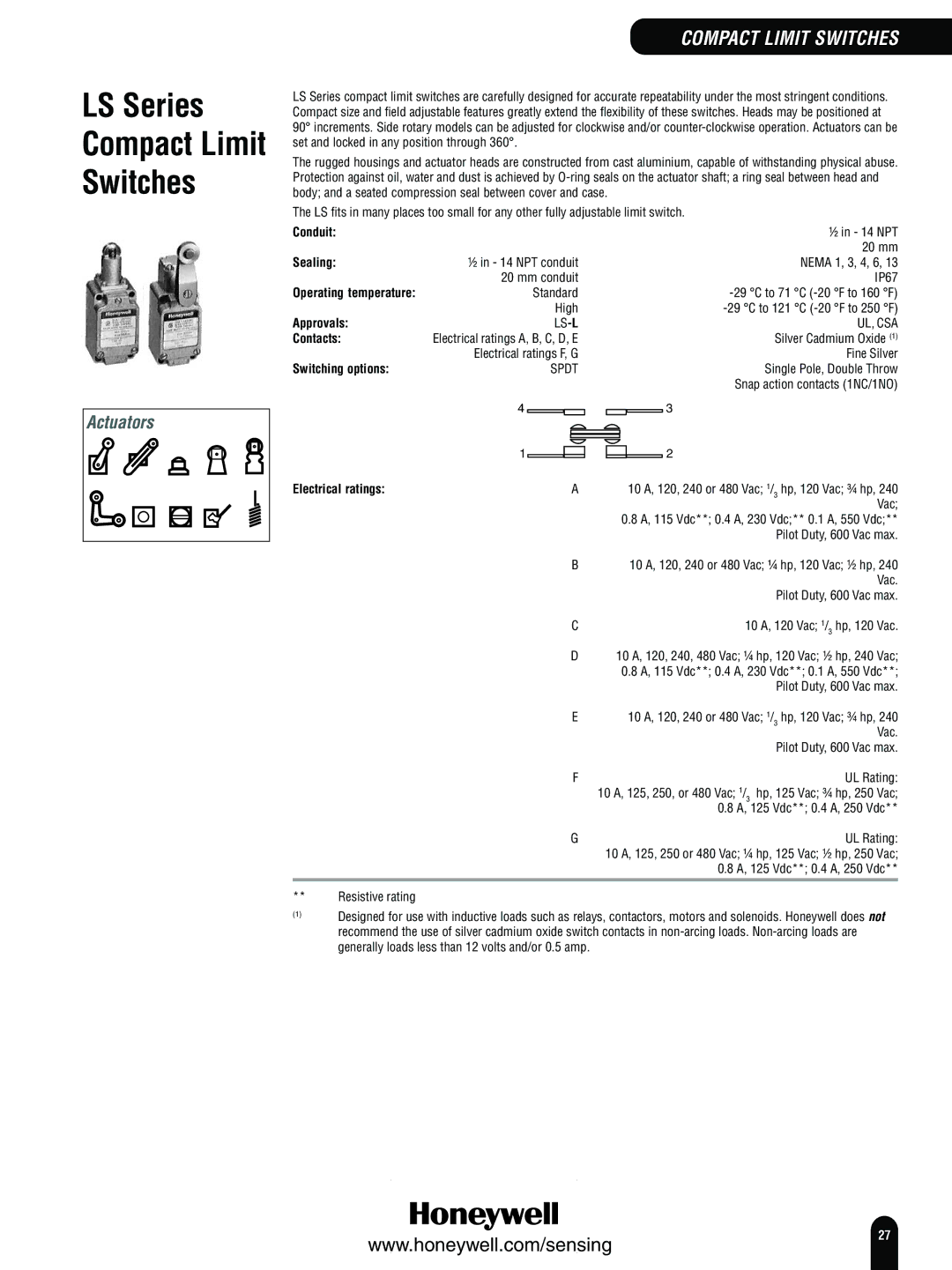 Honeywell Switches and Sensors manual LS Series, Conduit 