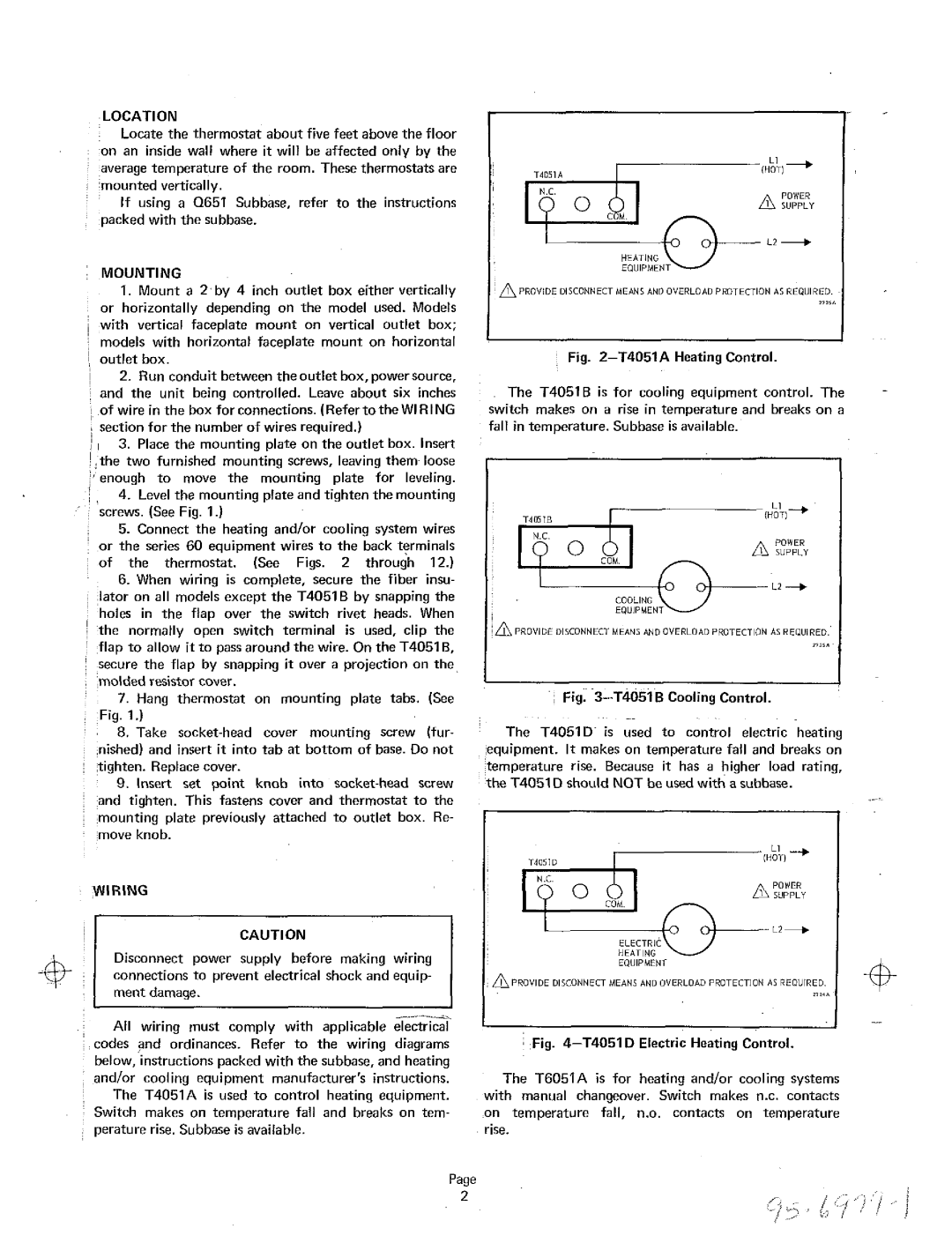 Honeywell T6051A1057 specifications Not 