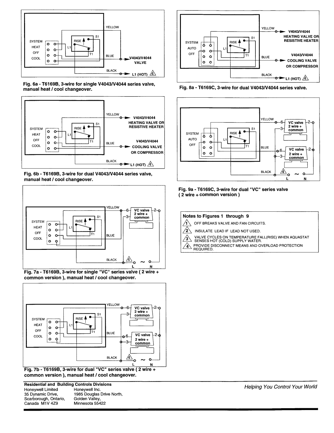 Honeywell T6169 manual 