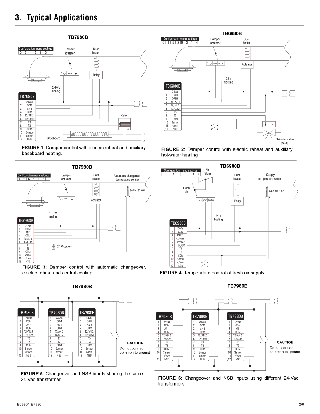 Honeywell manual Typical Applications, TB7980B TB6980B 