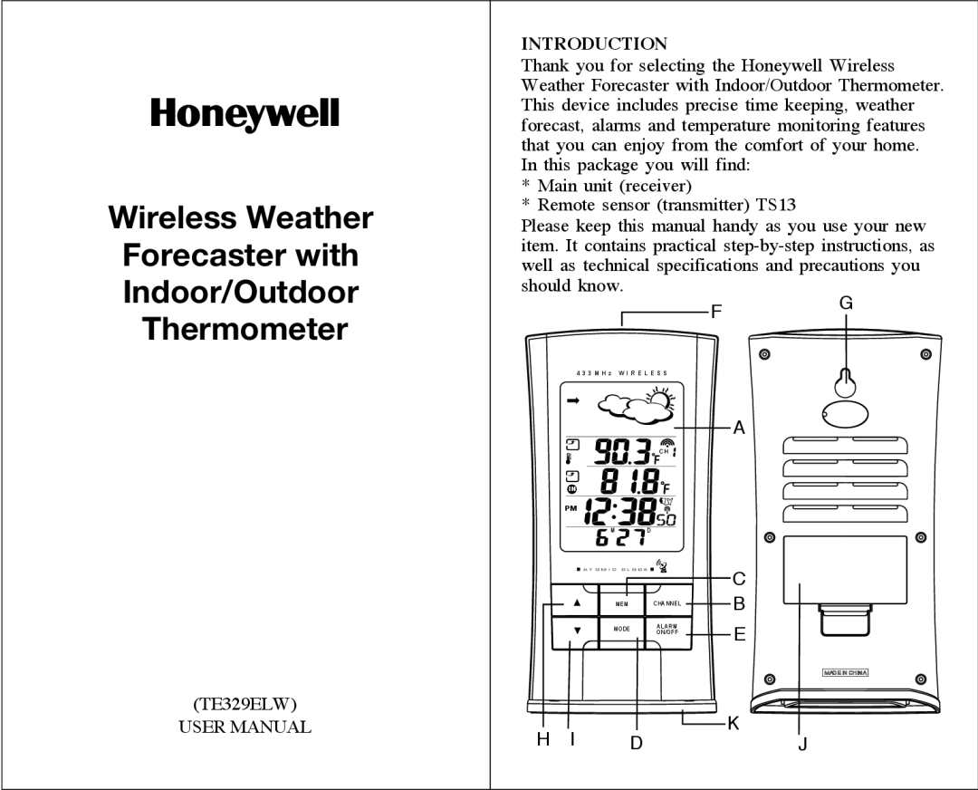 Honeywell TE329ELW technical specifications Introduction, Well as technical specifications and precautions you 