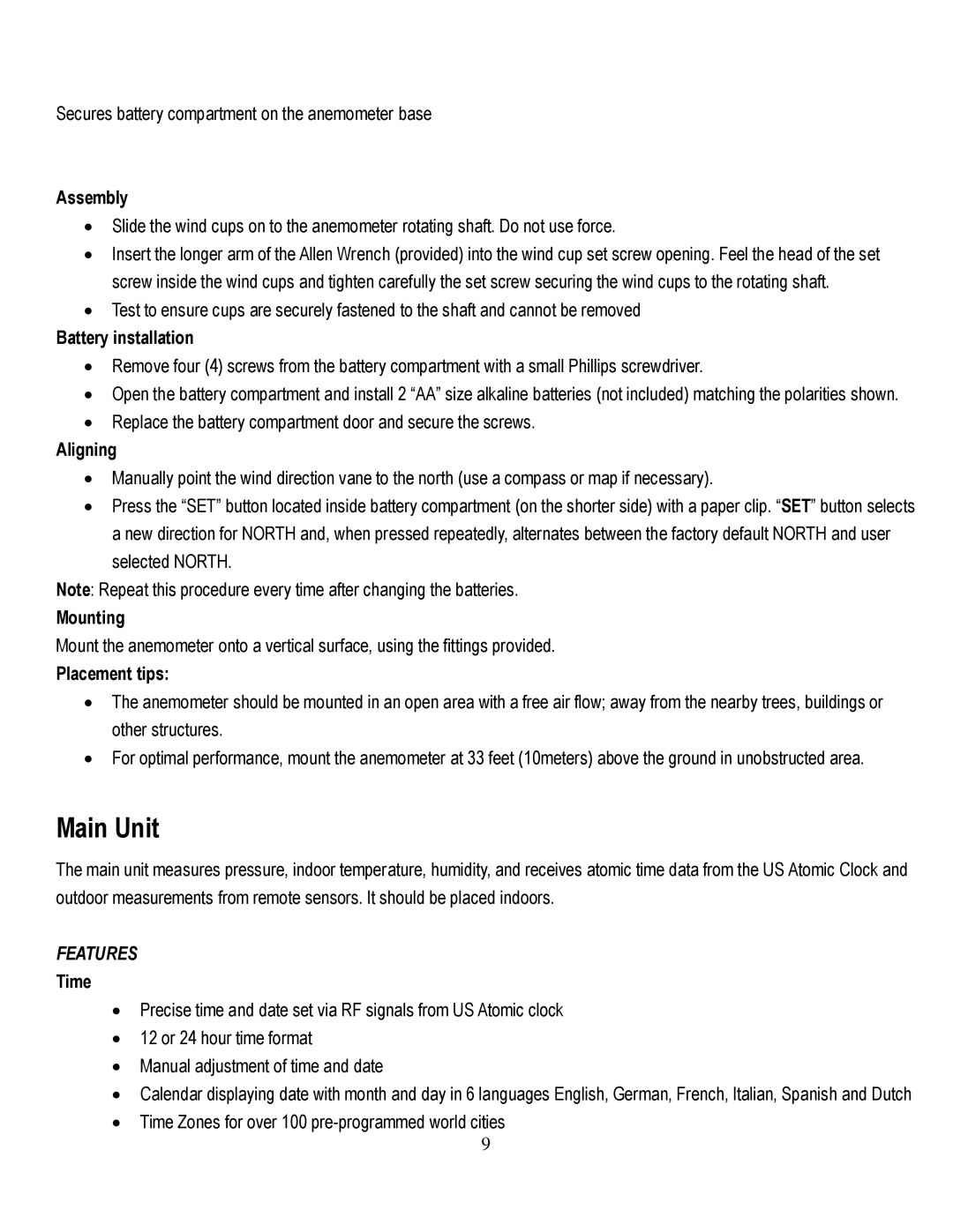 Honeywell TE821WD user manual Main Unit, Assembly, Aligning, Time 