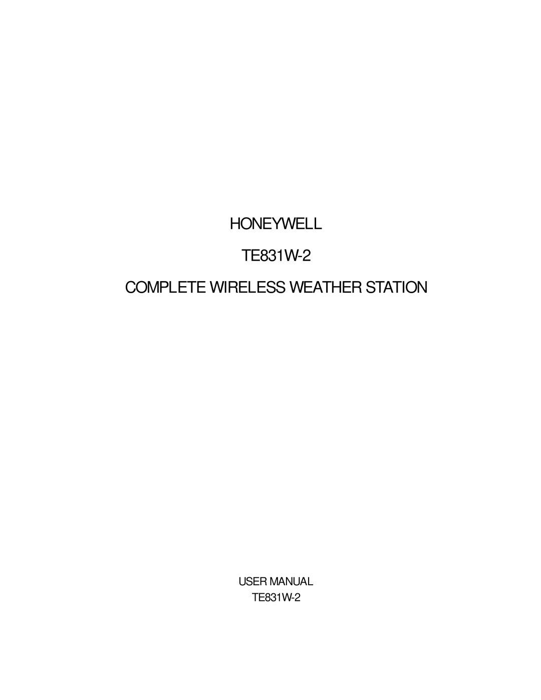 Honeywell TE831W-2 user manual Honeywell 