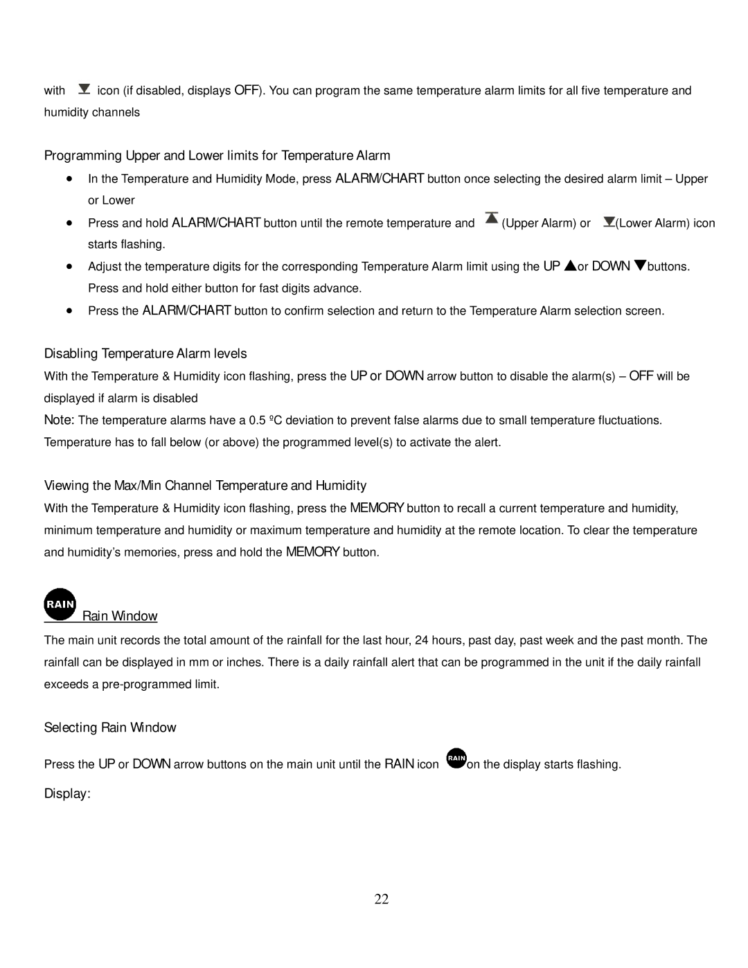 Honeywell TE831W-2 user manual Programming Upper and Lower limits for Temperature Alarm, Disabling Temperature Alarm levels 