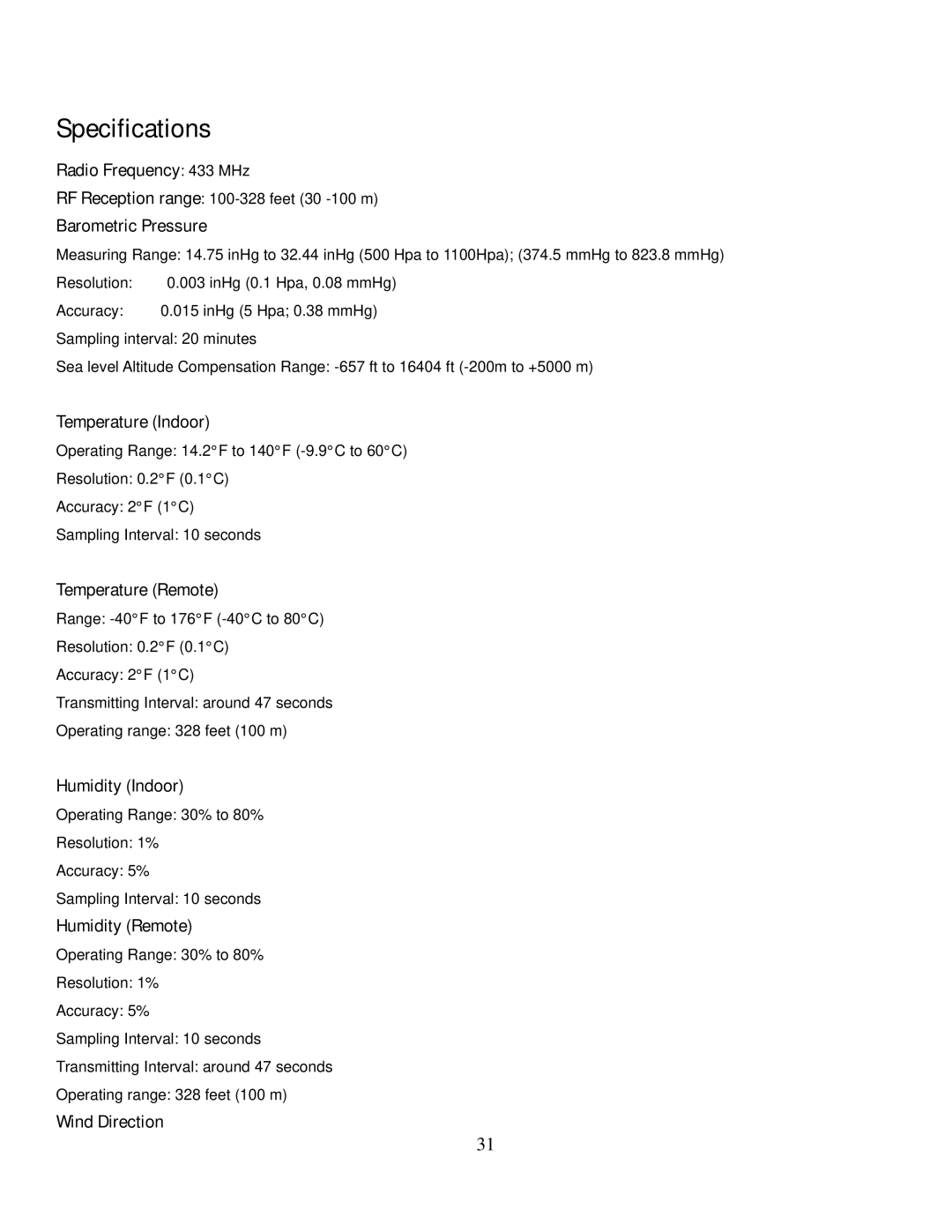 Honeywell TE831W-2 user manual Specifications 