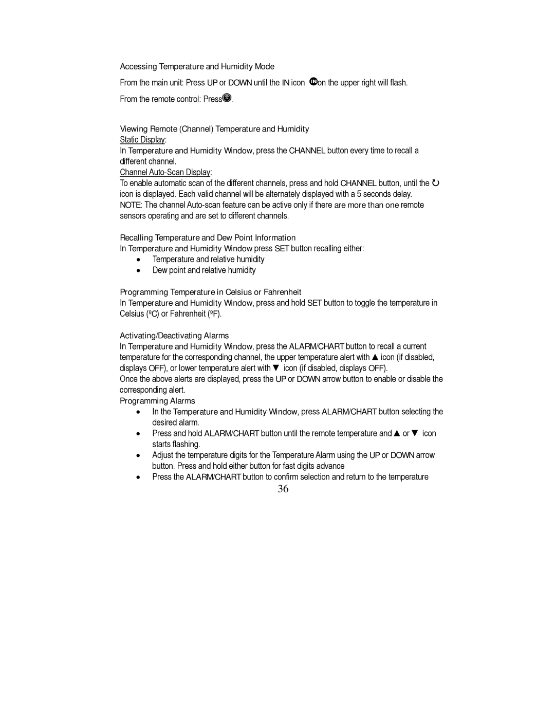 Honeywell TE923W user manual Accessing Temperature and Humidity Mode, Viewing Remote Channel Temperature and Humidity 