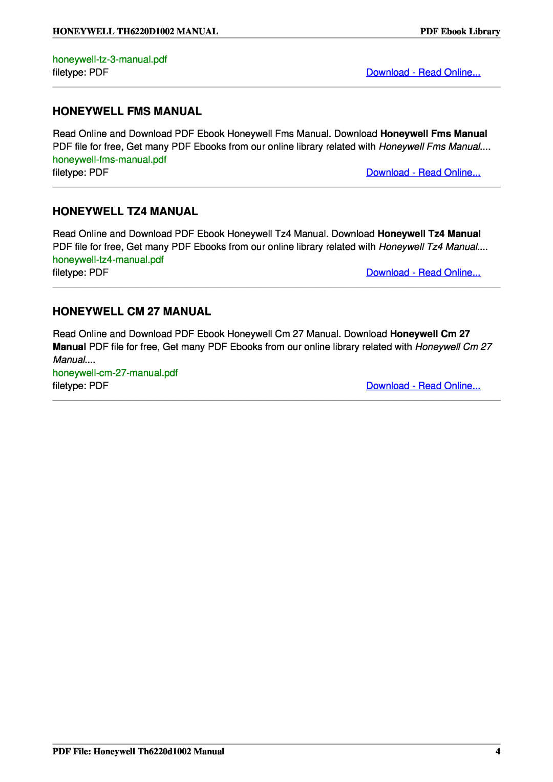Honeywell TH6220D1002 Honeywell Fms Manual, HONEYWELL TZ4 MANUAL, HONEYWELL CM 27 MANUAL, honeywell-fms-manual.pdf 