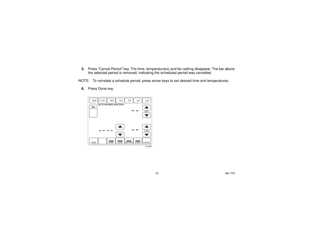 Honeywell TH8000 Series manual OK to Pick Multiple Days FAN 