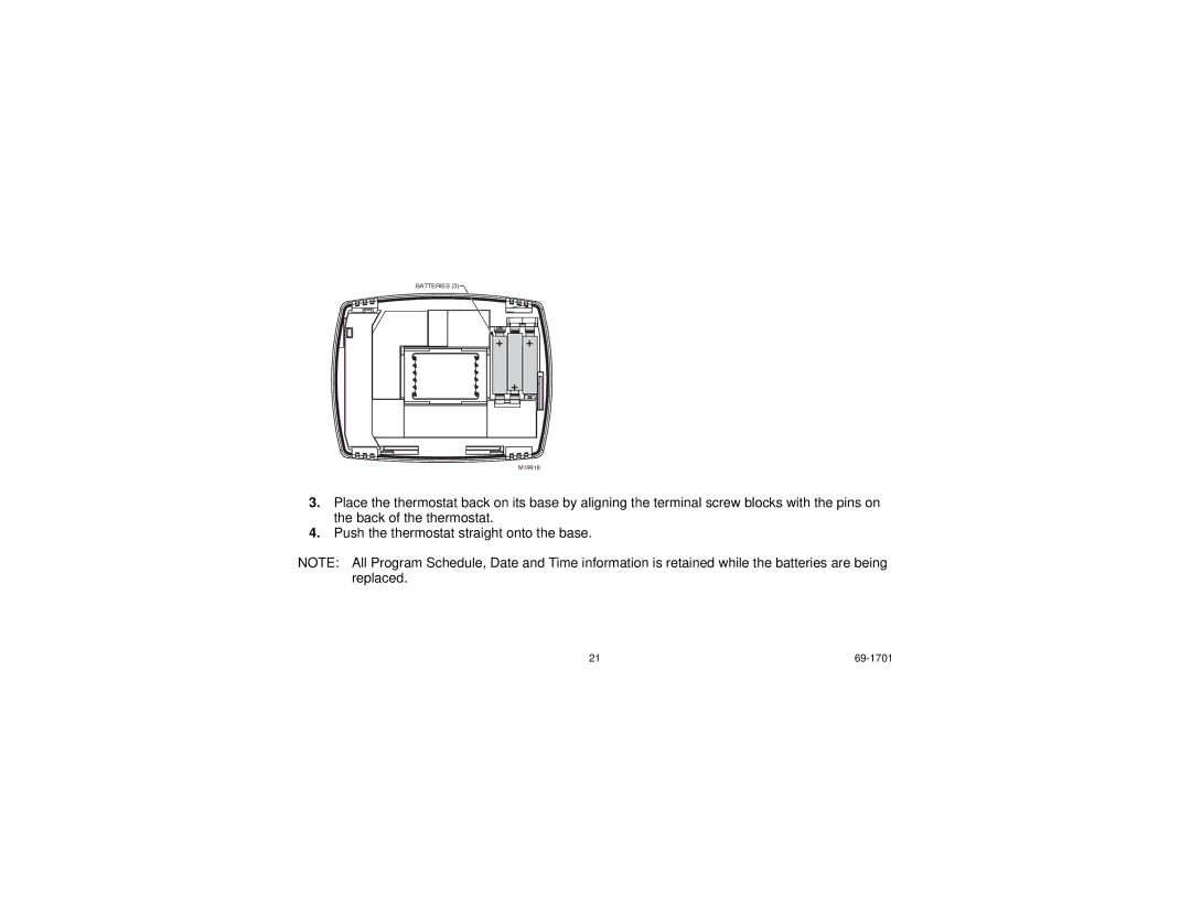 Honeywell TH8000 Series manual Batteries 