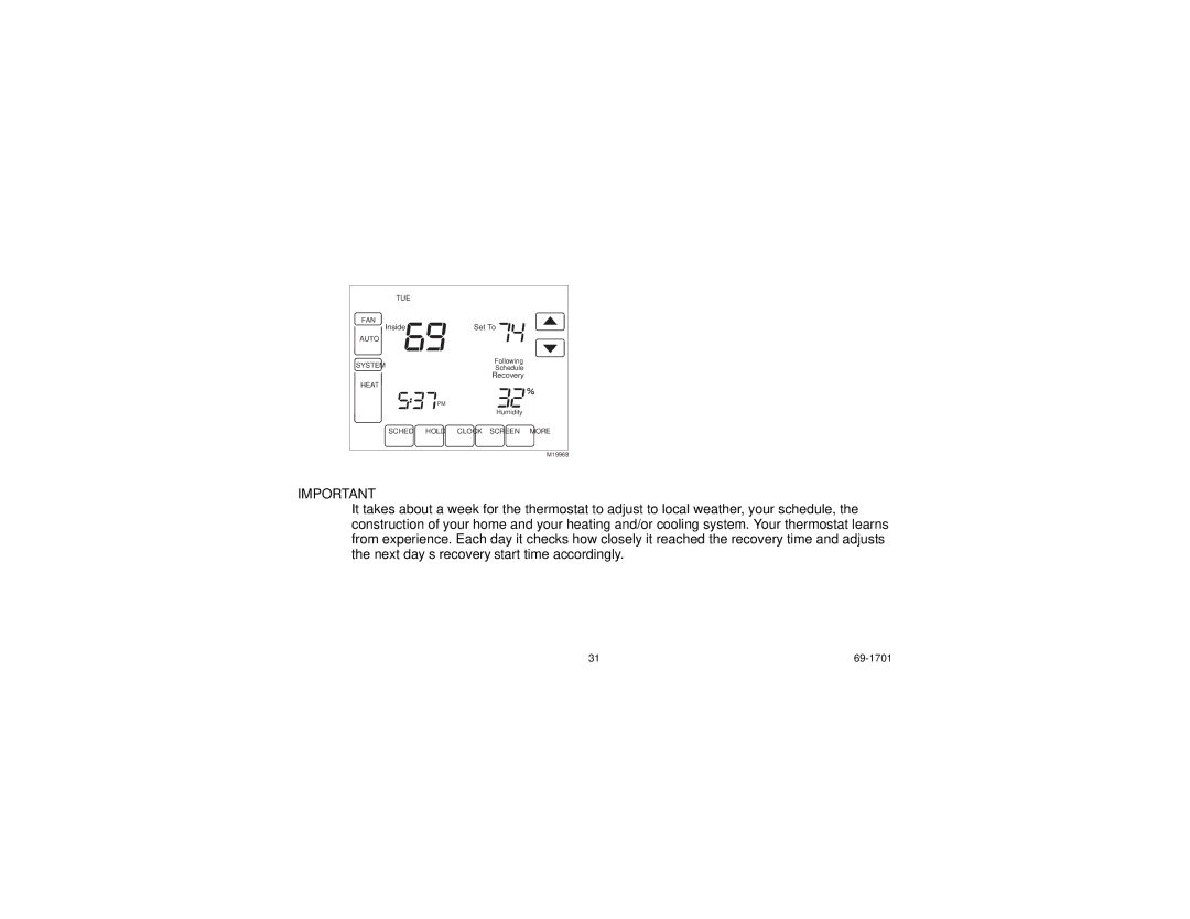 Honeywell TH8000 Series manual Recovery 