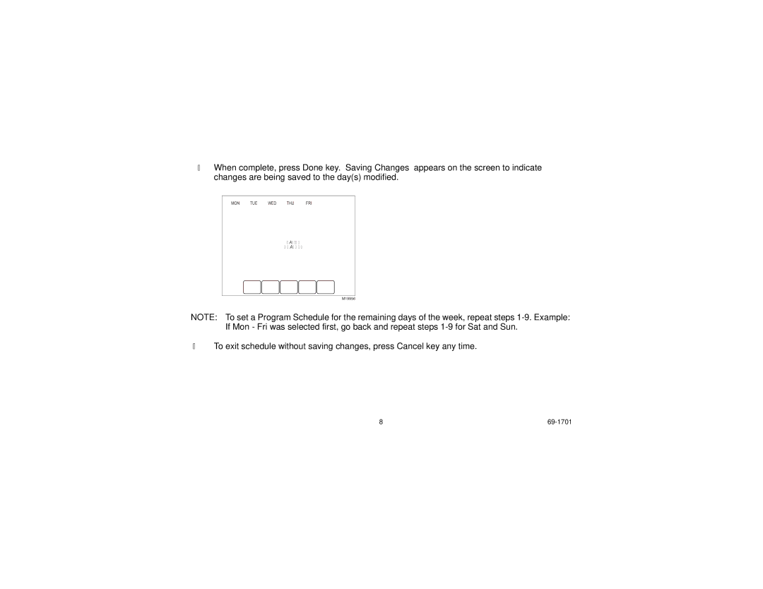 Honeywell TH8000 Series manual Saving Changes 