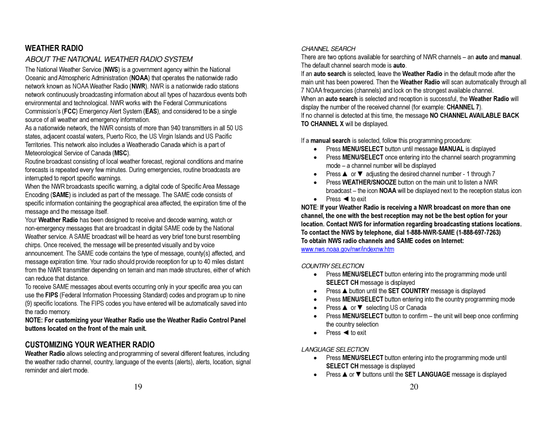 Honeywell TN924W user manual About the National Weather Radio System, Customizing Your Weather Radio 