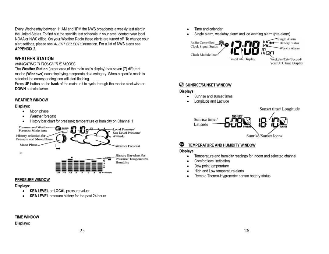 Honeywell TN924W user manual Weather Station, Navigating Through the Modes 