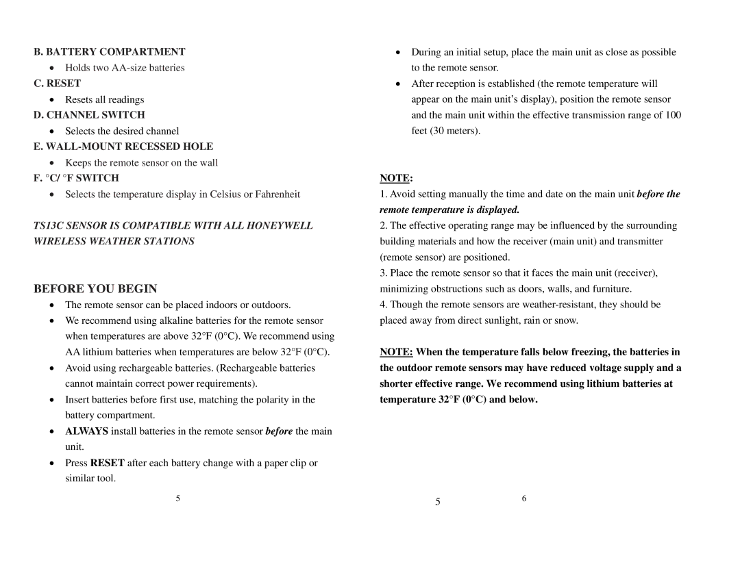 Honeywell TS13C user manual Before YOU Begin 