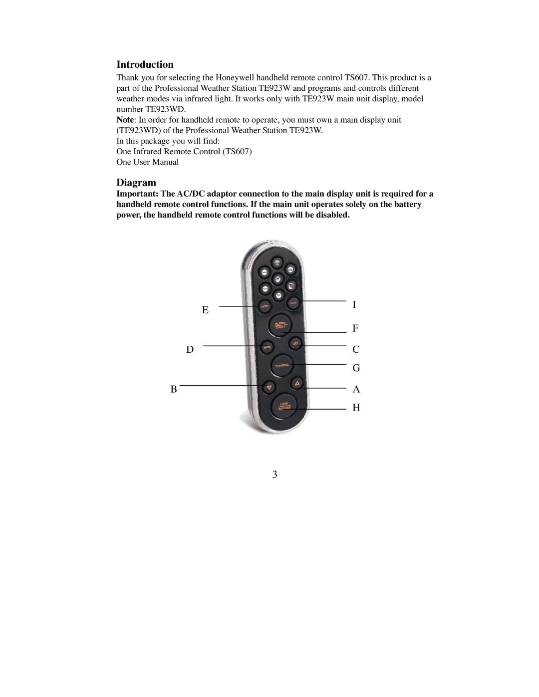 Honeywell TS607 user manual Diagram 