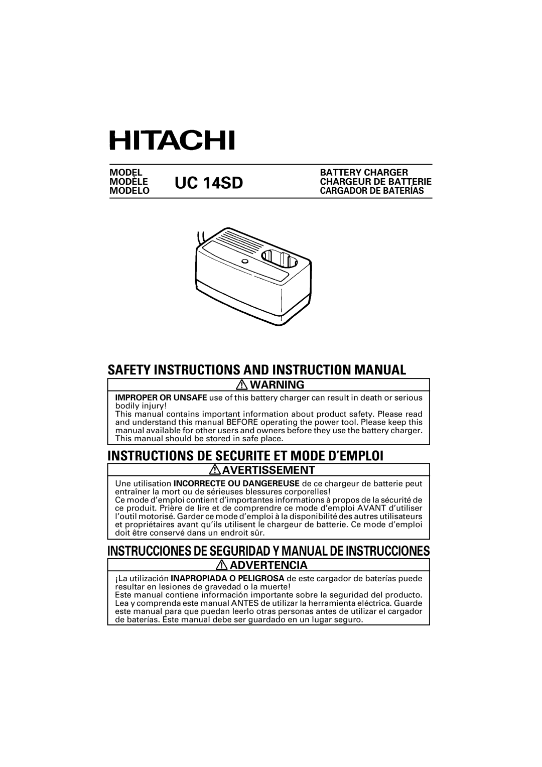 Honeywell UC 14SD instruction manual Instructions DE Securite ET Mode D’EMPLOI, Avertissement 