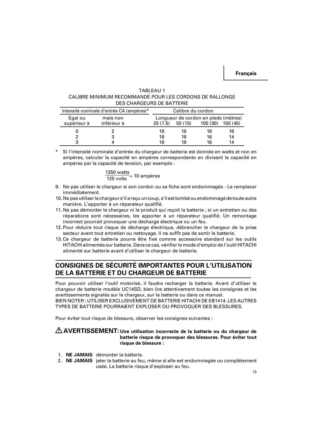 Honeywell UC 14SD instruction manual Intensité nominale d’entrée CA ampères 