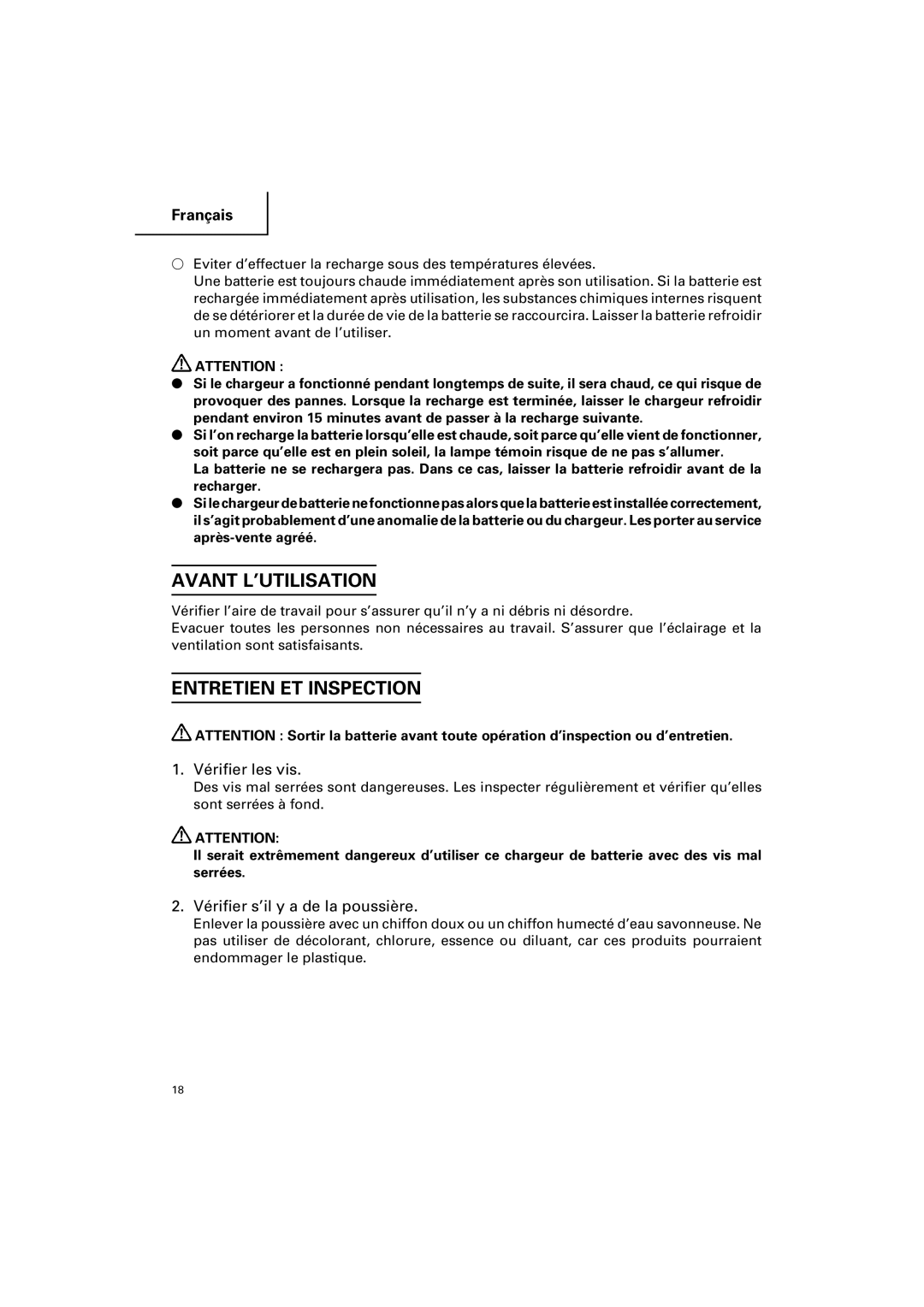 Honeywell UC 14SD Avant L’UTILISATION, Entretien ET Inspection, Vérifier les vis, Vérifier s’il y a de la poussière 