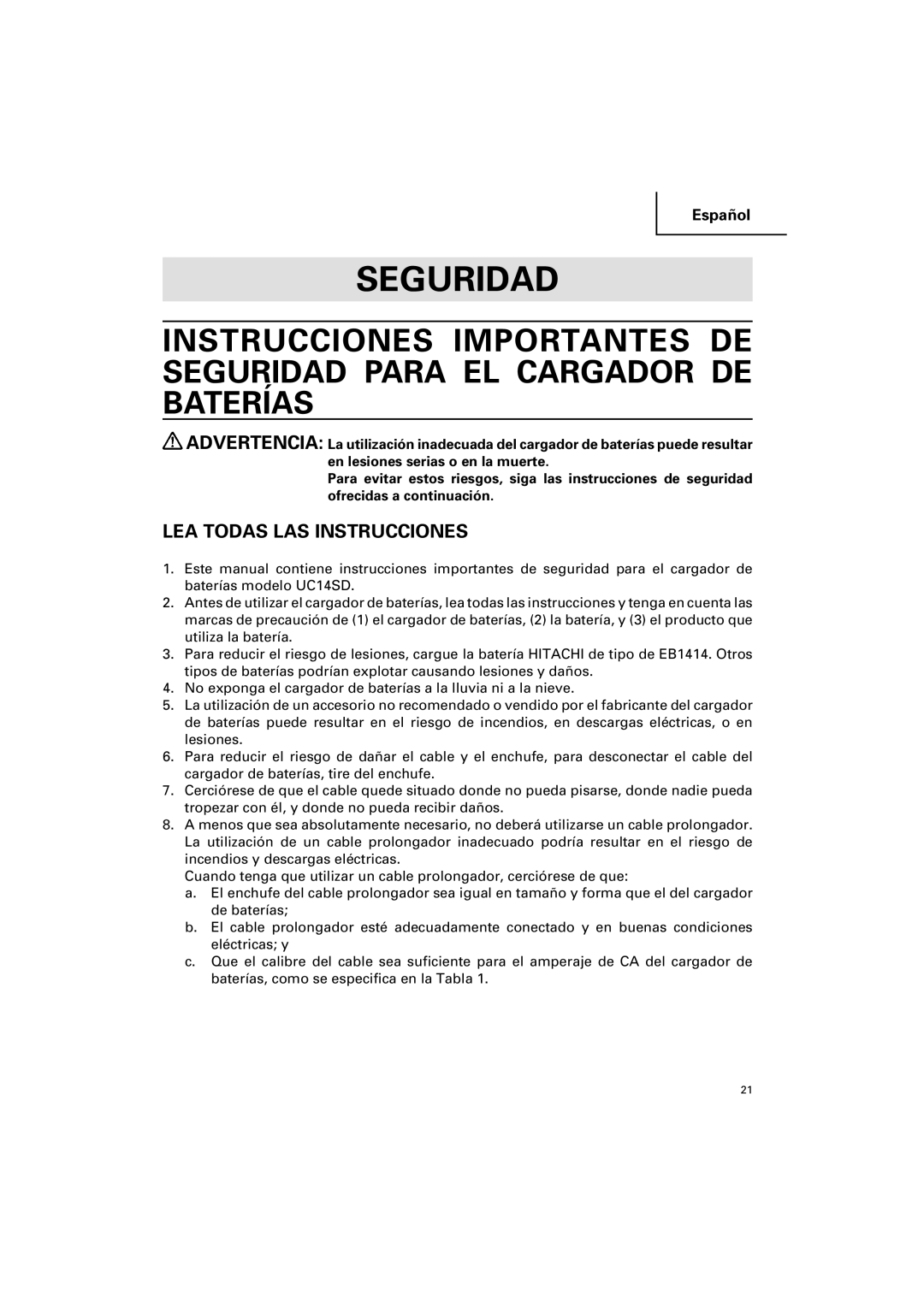 Honeywell UC 14SD instruction manual Seguridad, LEA Todas LAS Instrucciones 