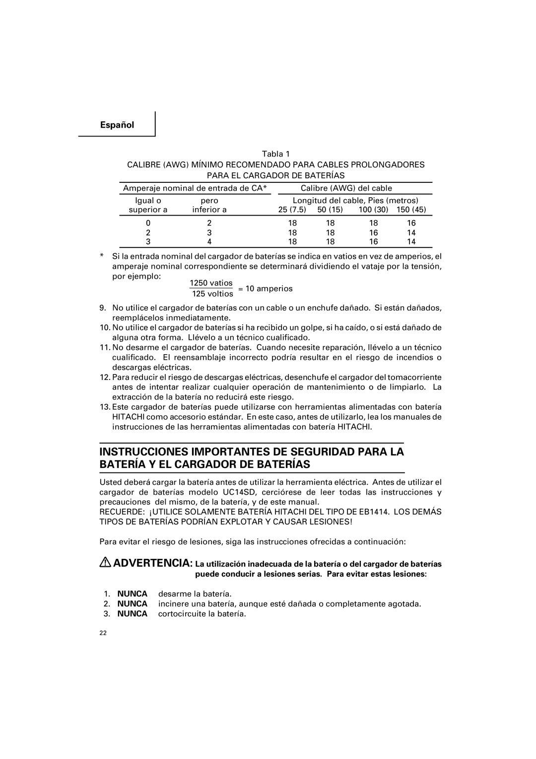 Honeywell UC 14SD instruction manual Tabla 