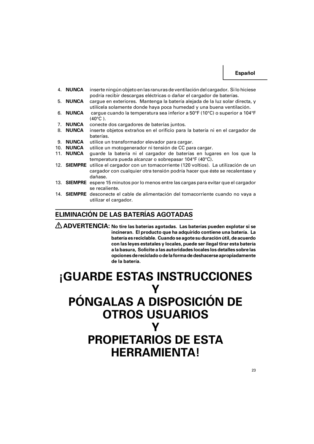 Honeywell UC 14SD instruction manual Eliminación DE LAS Baterías Agotadas 