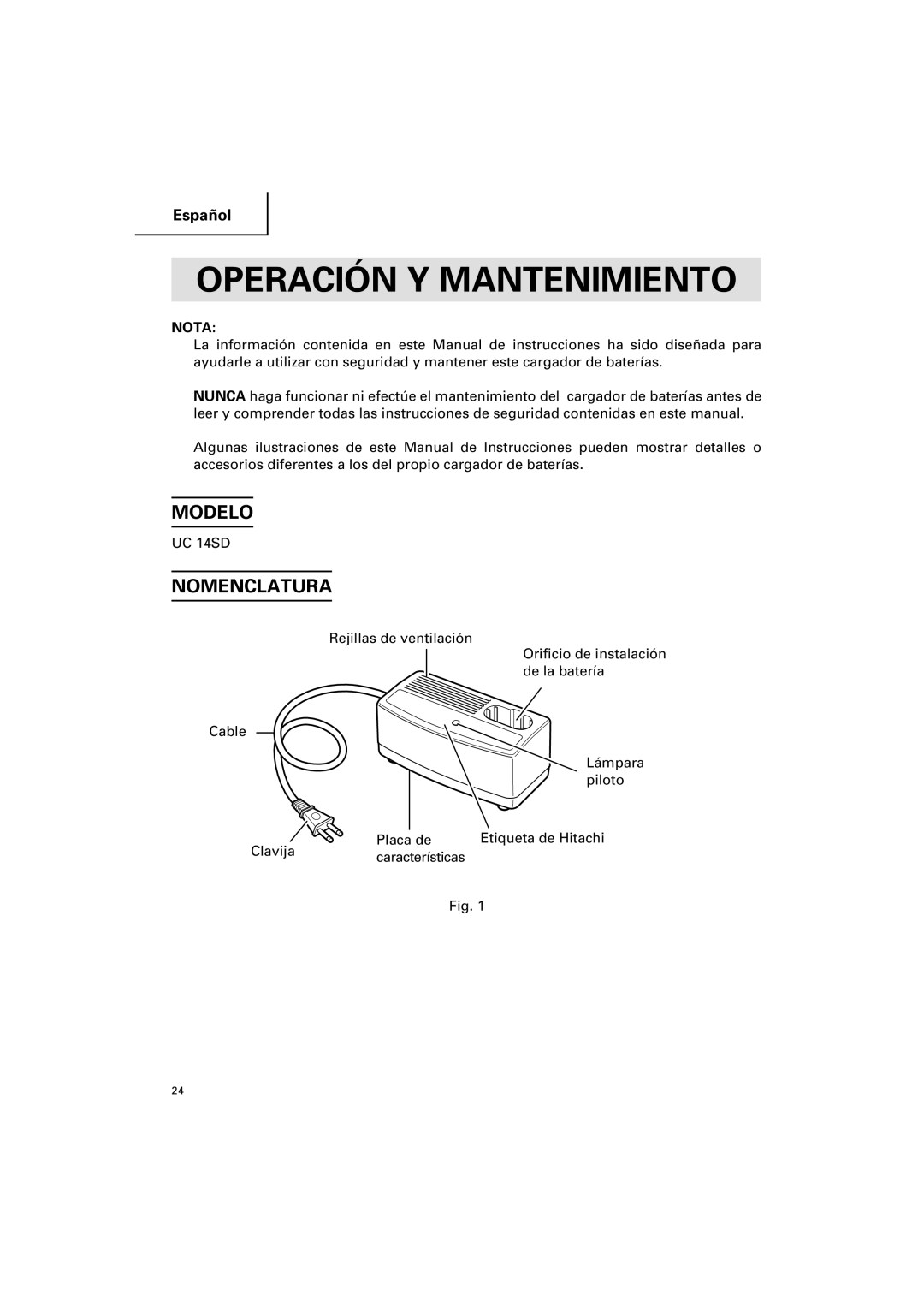 Honeywell UC 14SD instruction manual Operación Y Mantenimiento, Modelo, Nomenclatura 