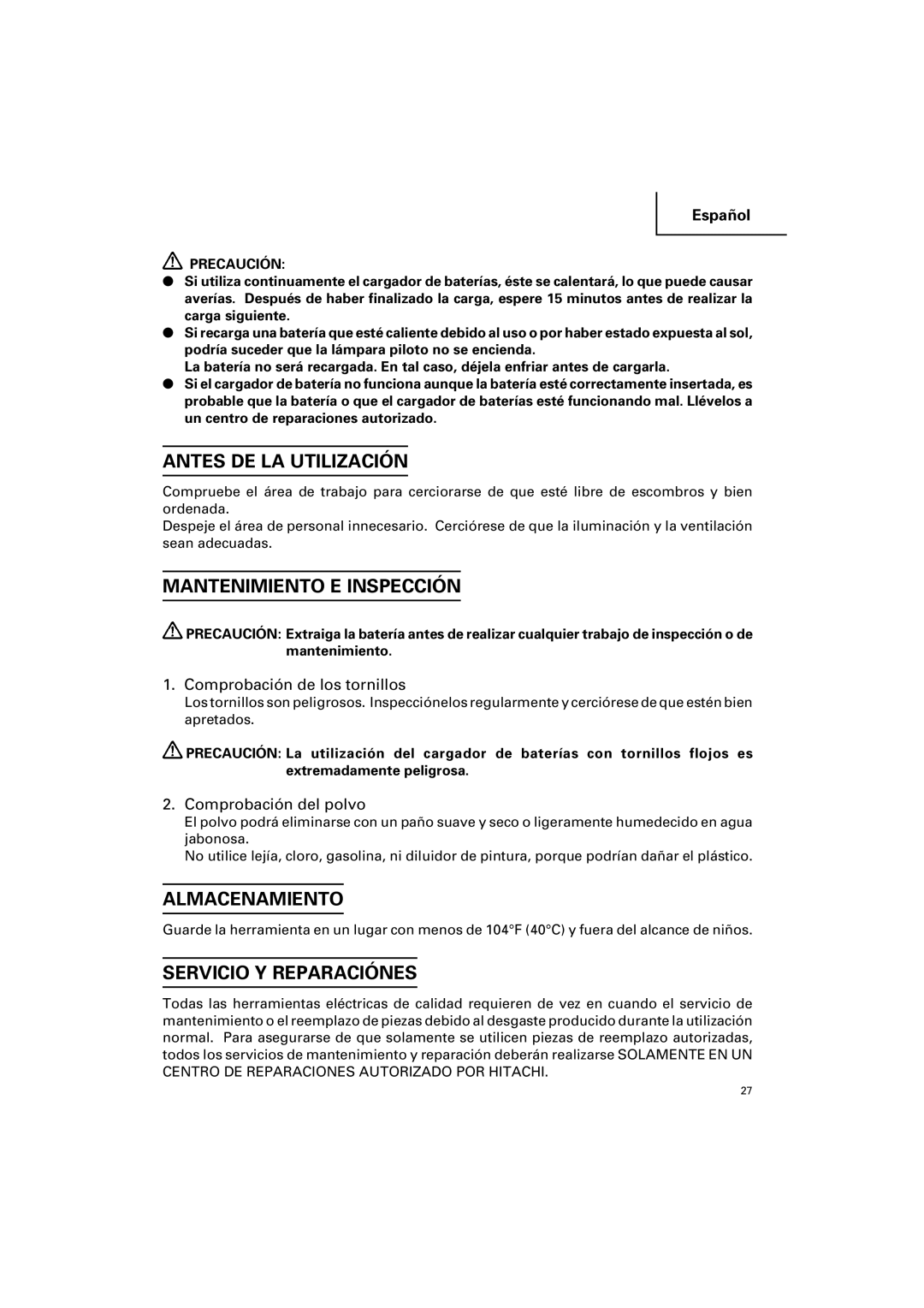 Honeywell UC 14SD Antes DE LA Utilización, Mantenimiento E Inspección, Almacenamiento, Servicio Y Reparaciónes 